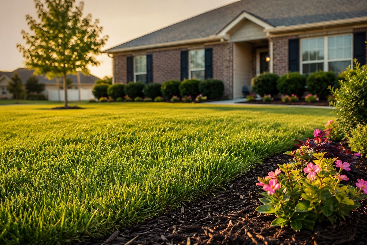 Professional enhanced landscaping job site photo after enhancement