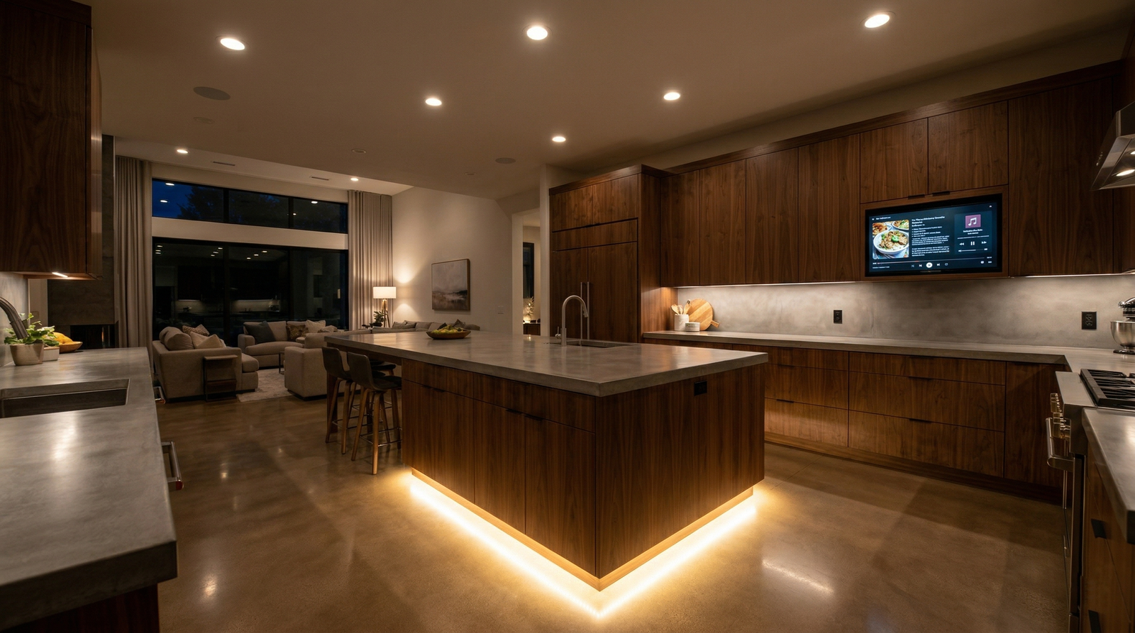 Whitmore Residence exterior entry at dusk