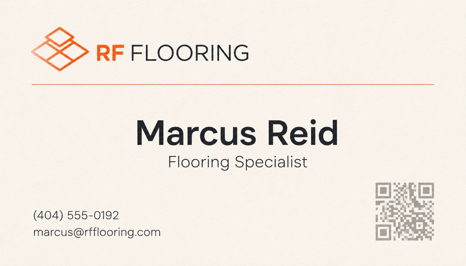 RF Flooring business card