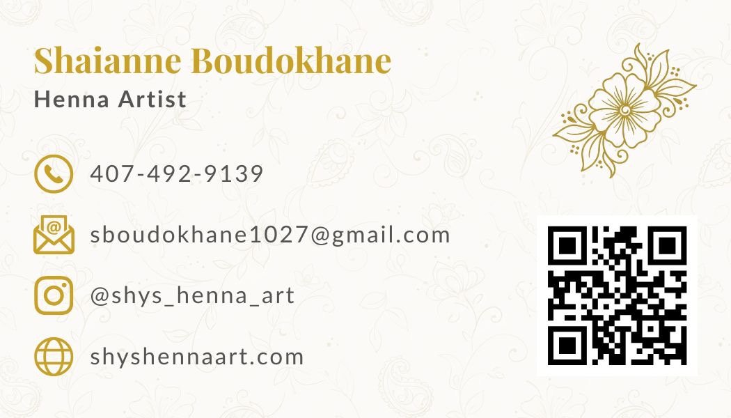 Shy's Henna Art business card front